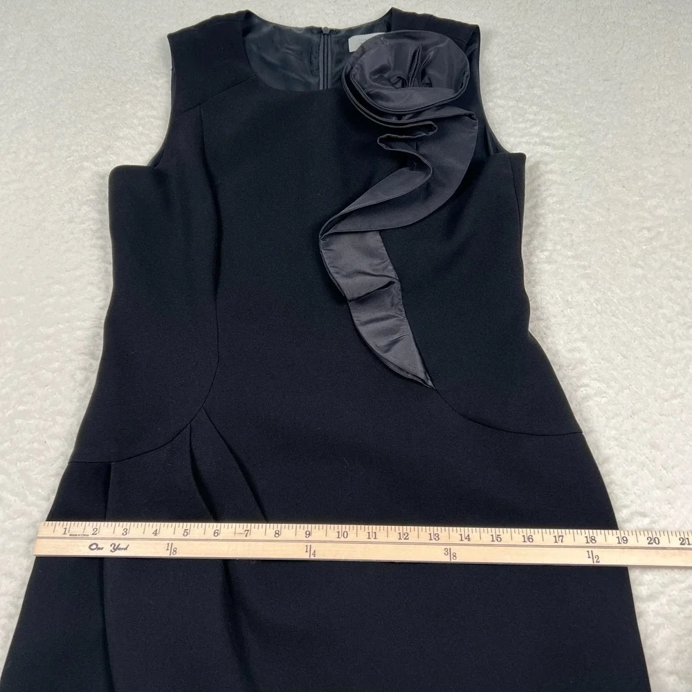 Teri Jon‎ Rickie Freeman Dress Womens 10 Black Sleeveless Ruffle Silk Cocktail